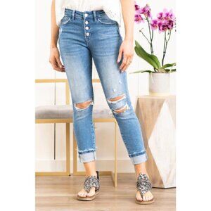 Vervet Blue Jeans High Rise Button Fly Skinny Size 28